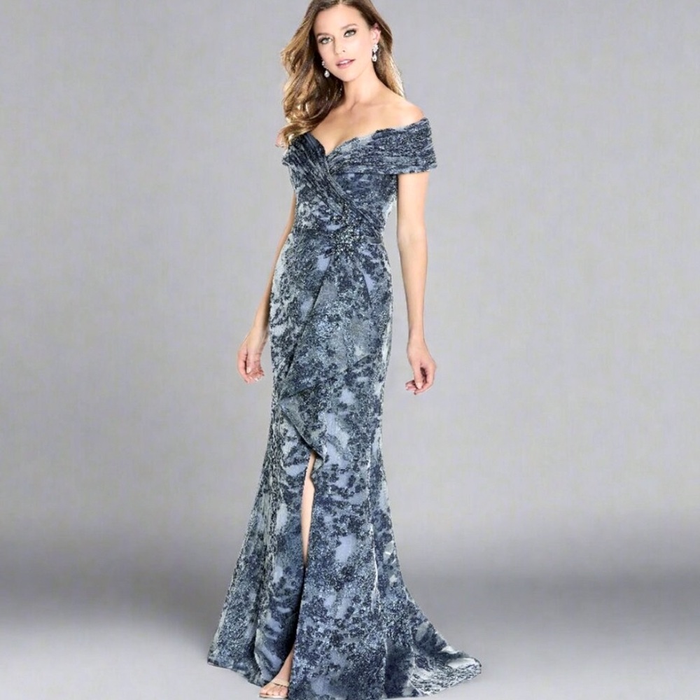 Montage by Mon Cheri navy dress, size 14, NWT with shawl